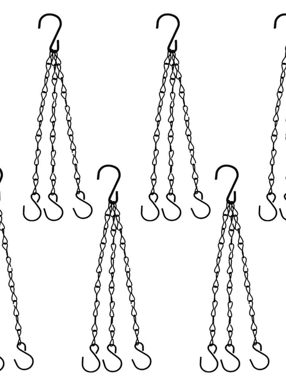 6pcs 16 Inch Hanging Basket Chains 3 Point, Black Chain with Hooks for Hanging P